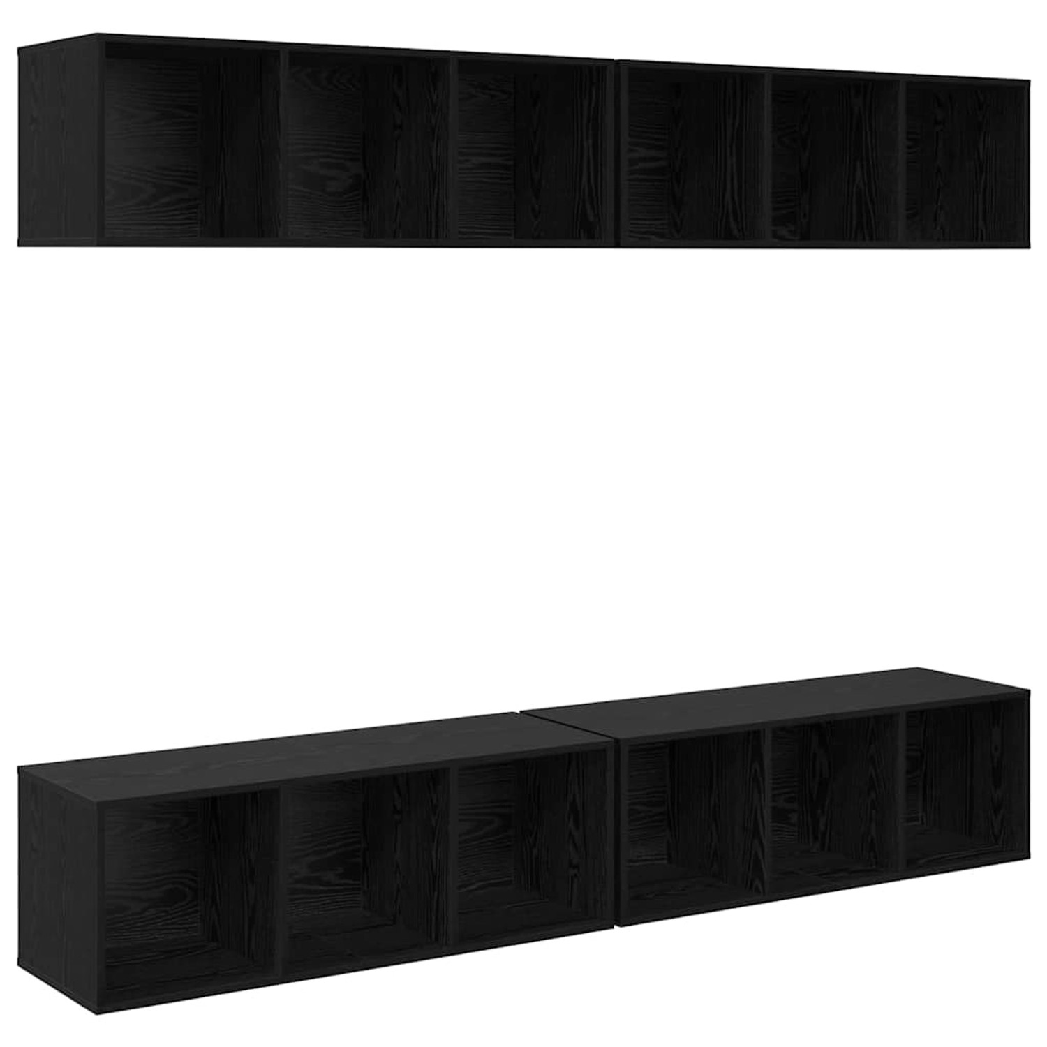 vidaXL Wand-TV-Schrank 4 Stk Schwarz Eichen-Optik 37 x 37 x 107,5 cm 3393535