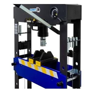 DeTec. Werkstattpresse 50 Tonnen Hydraulikpresse Manuell Pneumatisch 8 Drückstücke Industriepresse