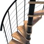 Minka Spindeltreppe Venezia Smart, Buche schwarz, Ø100cm. Wendeltreppe mit Holzstufen und schwarzem Geländer.