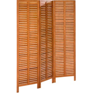 Holz Paravent mit drei Elementen aus FSC-zertifiziertem Eukalyptusholz für den Garten.