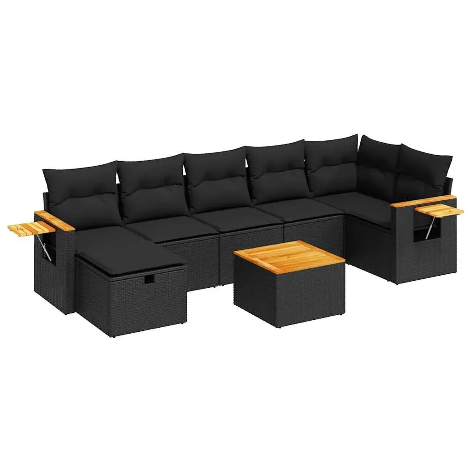 Thumbnail - vidaXL 8-Tlg Garten-Sofagarnitur mit Kissen Schwarz Poly Rattan 3325989