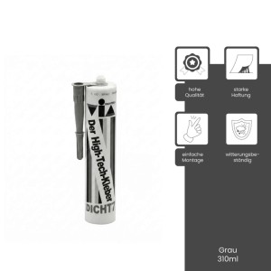 Zambelli DICHT7 Klebe- und Dichtstoff, 310ml grau. Kartusche mit Düse für Dachentwässerung, witterungsbeständig.