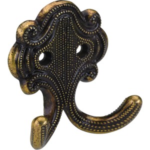 Hettich Mantelhaken, vermessingt brüniert, Zinkdruckguss, 69x58x26mm.