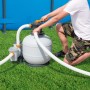 Bestway Flowclear Sandfilteranlage mit Zeitschaltuhr im Einsatz am Pool.