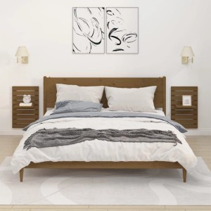 vidaXL Wand-Nachttische 2 Stk Honigbraun Massivholz Kiefer 824771
