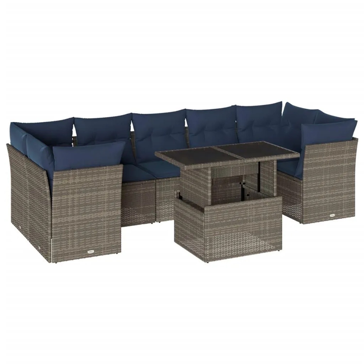 vidaXL 8-Tlg Gartensofa-Set mit Kissen Grau Polyrattan 3266401 günstig online kaufen