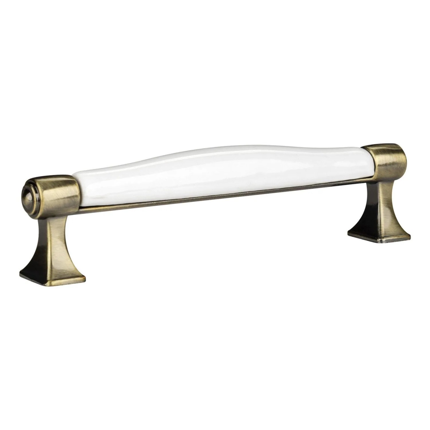 SOTECH Porzellangriff MARIE BA 128 mm Antik Messing Weiß