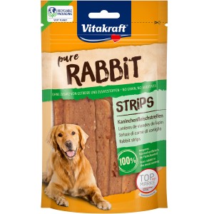 Vitakraft Pure Kaninchenfleischstreifen für Hunde, 80g Packung.
