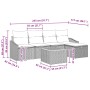 Beiges 6-teiliges Garten-Sofa-Set aus Poly Rattan mit Kissen und Stauraum.
