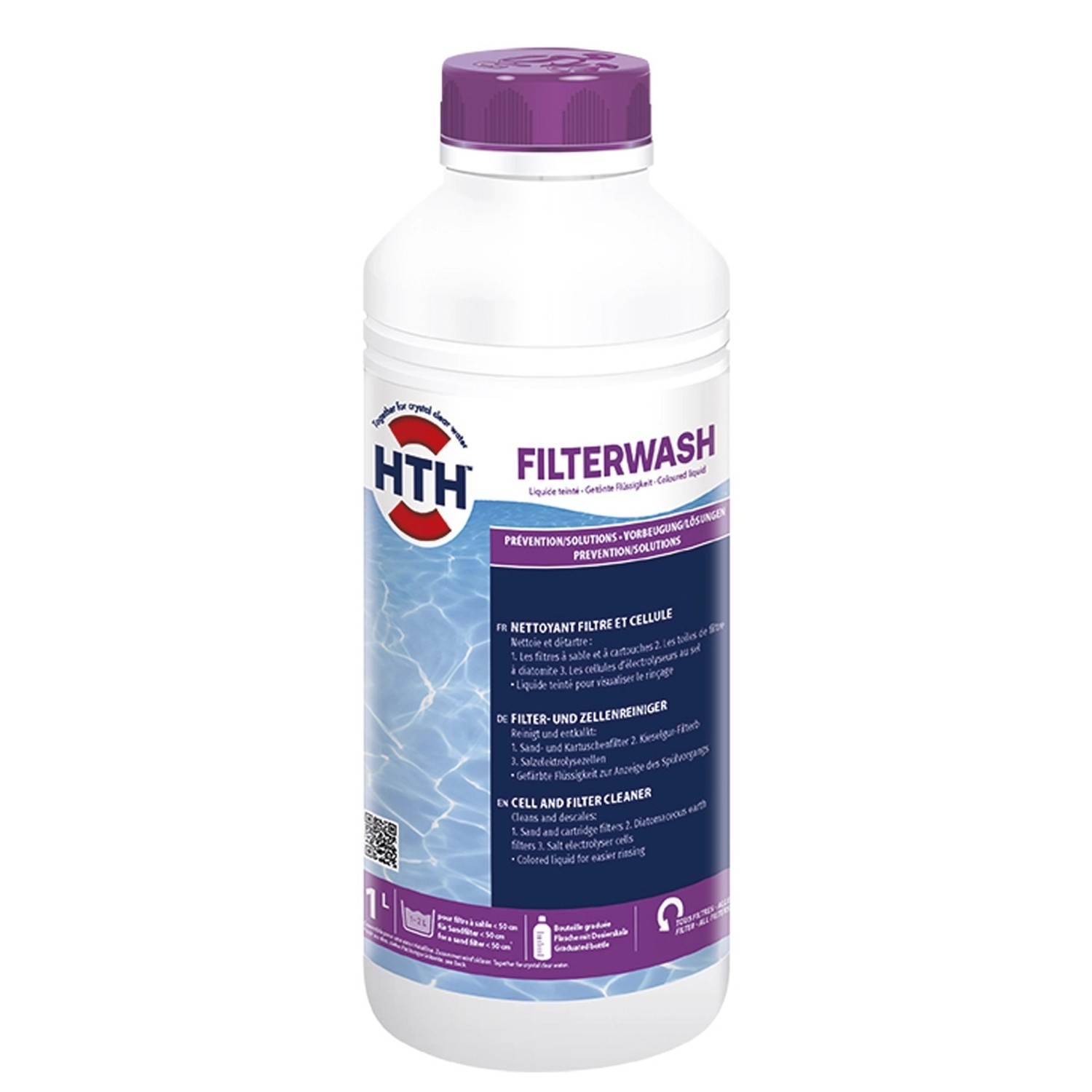 HTH FILTERWASH 1 Liter Reiniger für Filter und Salzelektrolyse Pool gegen Kalk