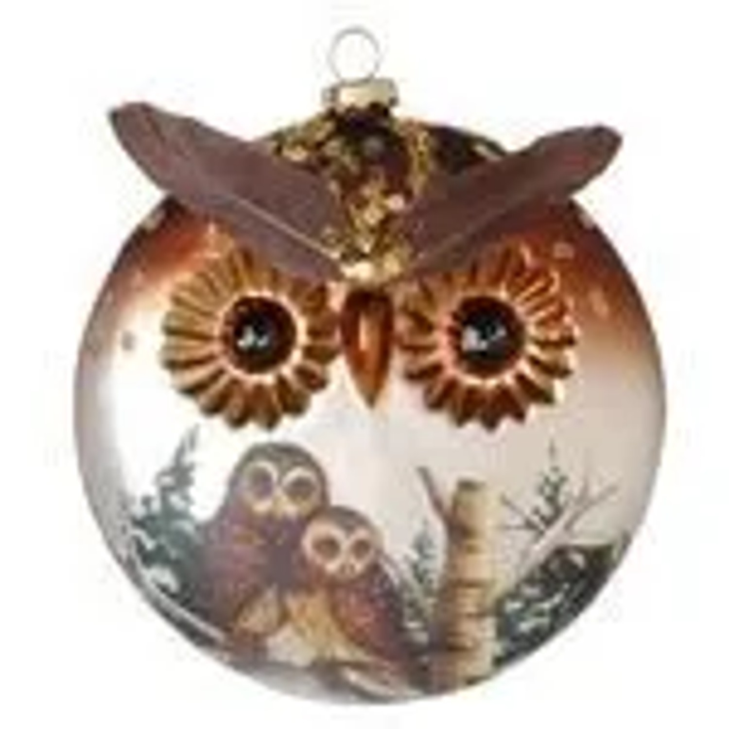 Krebs Glas Lauscha GmbH Christbaumschmuck Glas Eule Diskusform 12 cm 1 Stück