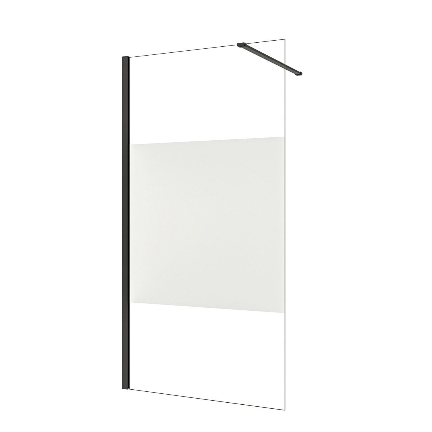 AICA Schwarz Walk in Duschwand 70x200cm Milchglasstreifen Duschabtrennung 8 günstig online kaufen