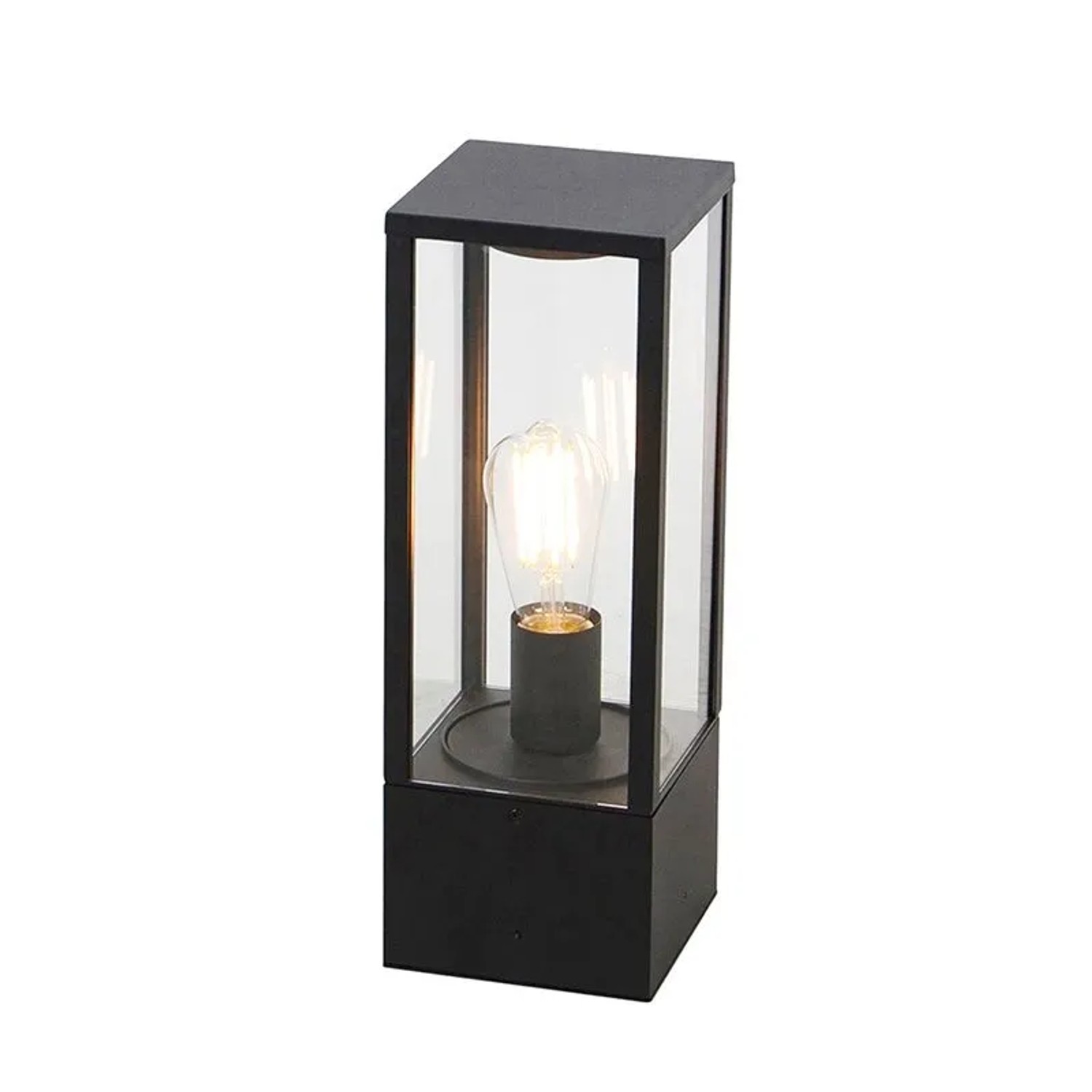 QAZQA Smarte Außen Stehleuchte Schwarz 40 cm IP44 inkl  WiFi ST64 Charlois