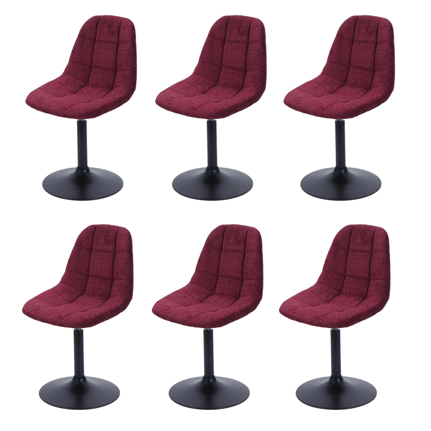 MCW Esszimmerstuhl A60 6er-Set Stoff/Textil Chenille 465g/m² Bordeaux günstig online kaufen