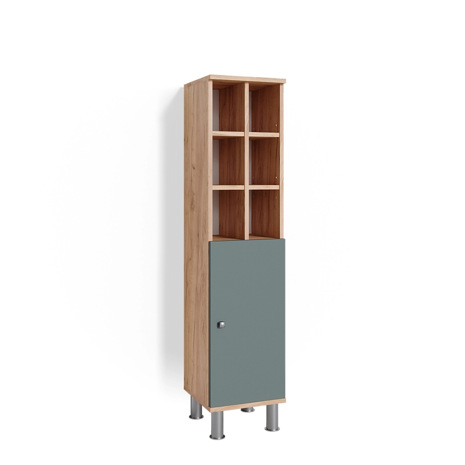 Vicco Midischrank Fynn Grün/Goldkraft Eiche 30 x 131 cm Große Tür