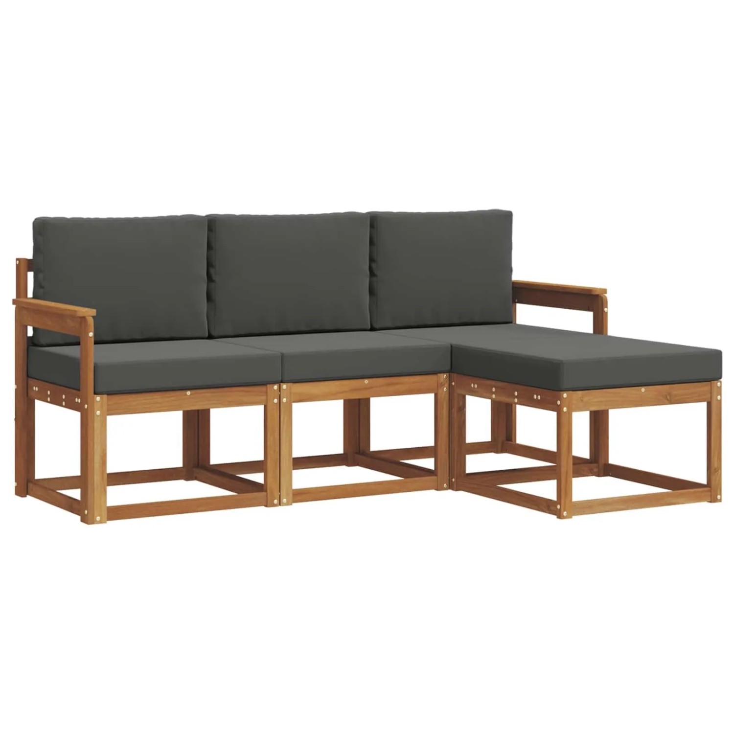 vidaXL Outdoor-Sofagarnitur mit Kissen 4-Tlg Natur und Anthrazit 3366210