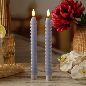 Marelida LED Stabkerzen Twist Tafelkerzen Gedreht Echtwachs Flackernd 25cm Flieder 2St