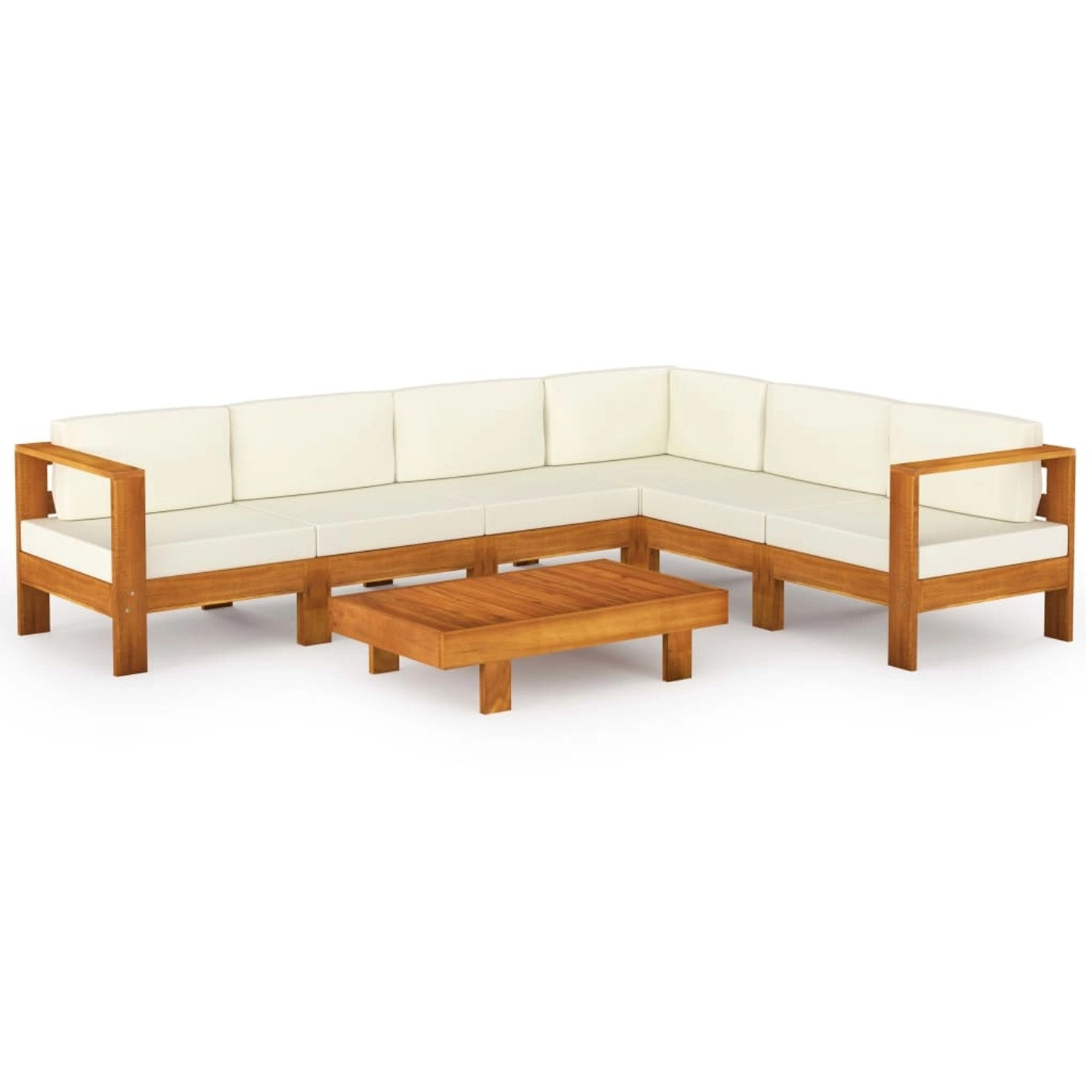 vidaXL 7-tlg Garten-Lounge-Set mit Creme Auflagen Massivholz Akazie Modell 3