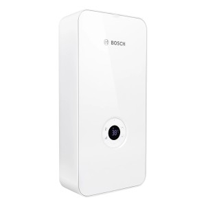 Weißer Bosch Durchlauferhitzer Tronic Advanced Plus mit digitalem Display.
