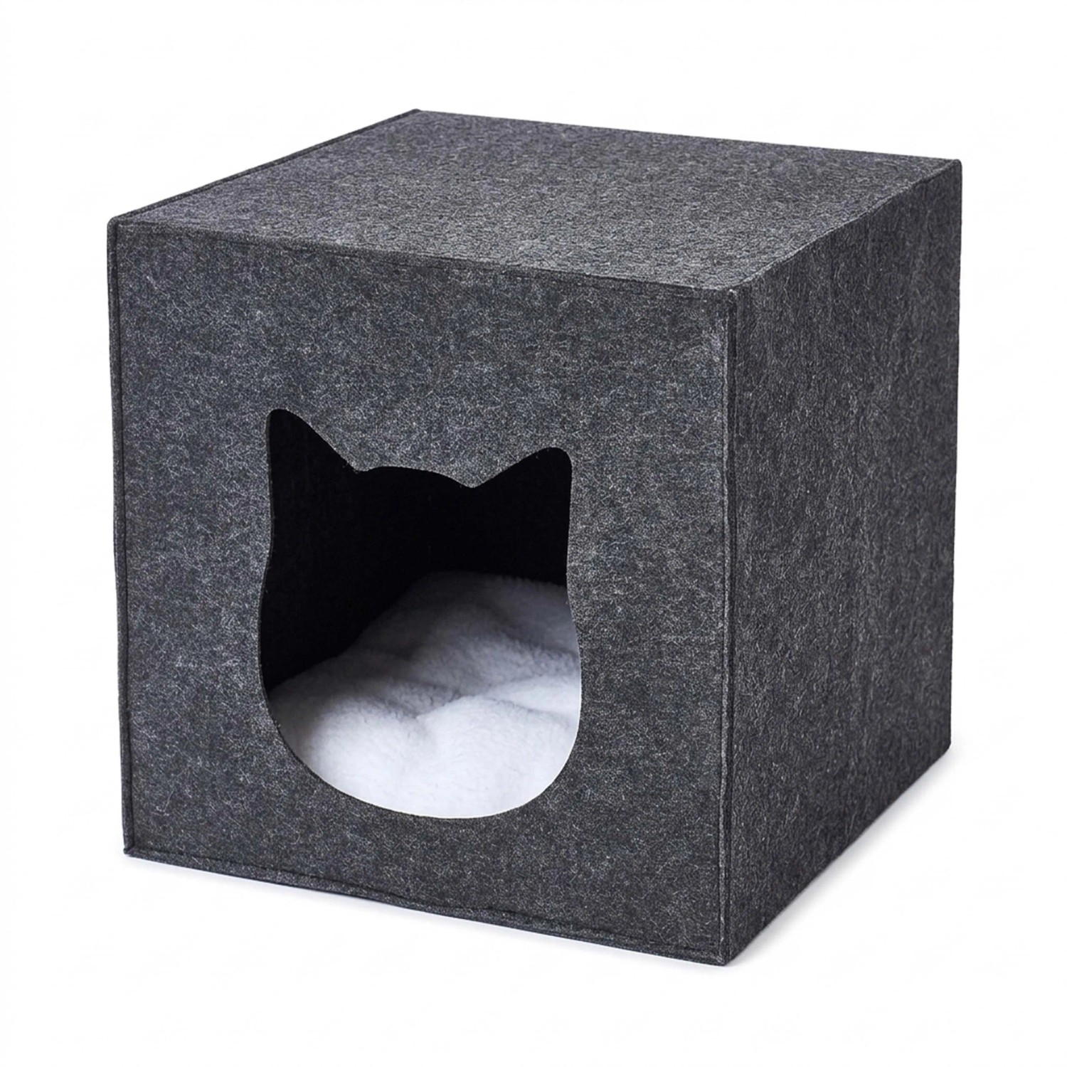Relaxdays Katzenhöhle Filz Dunkelgrau Faltbar Freistehend 33 cm x 33 cm x 37 cm