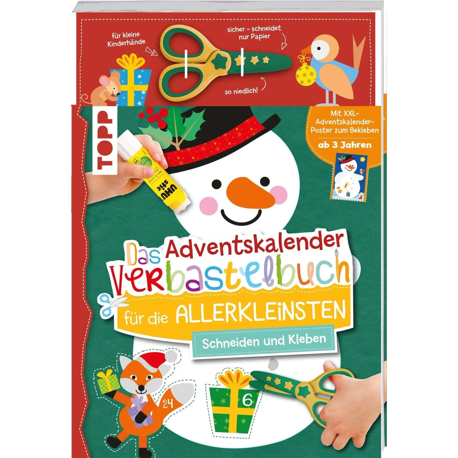 Das Adventskalender-Verbastelbuch für die Allerkleinsten. Schneiden und Kleben. Schneemann. Mit Schere