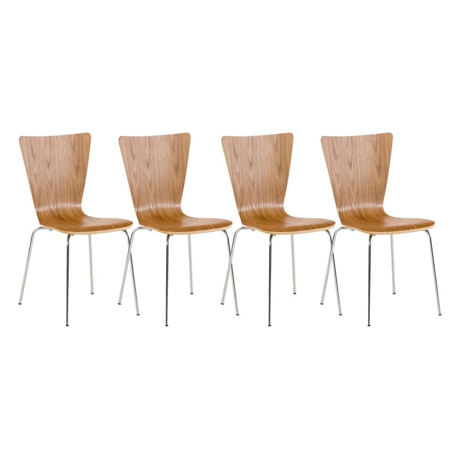 DELUKE 4er Set Besucherstuhl TOKYO Holz Eiche 43x50x84cm Konferenzstuhl Wartezimmerstuhl Bürostuhl