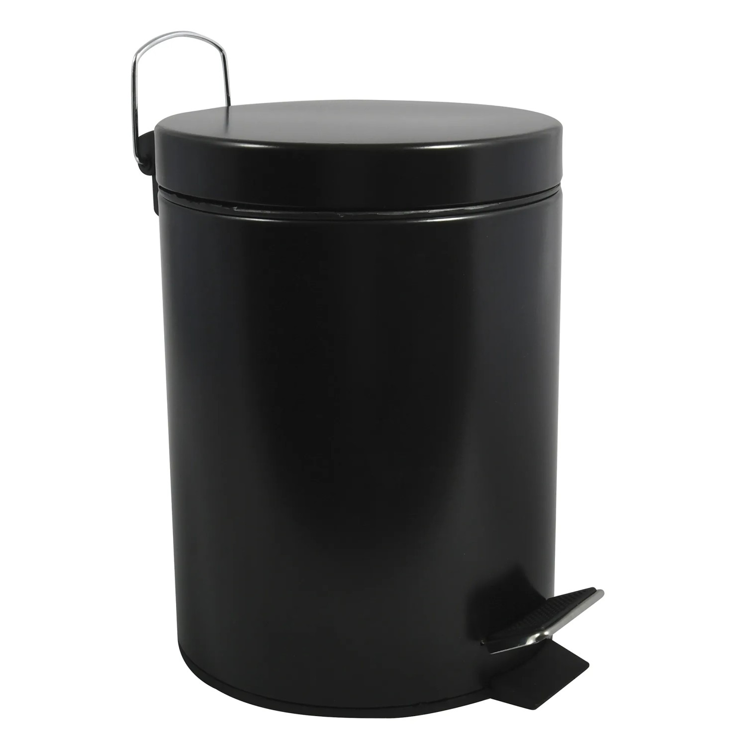 Schwarzer MSV Kosmetikeimer aus Edelstahl, 5 Liter, mit Pedal und Inneneimer.