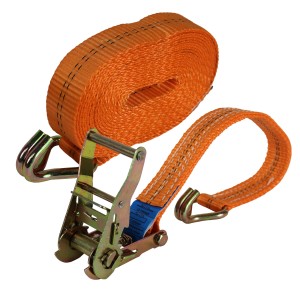 Oranger TRUTZHOLM Ratschen Spanngurt, 6m, 2t, mit Ratsche und Haken für Ladungssicherung.
