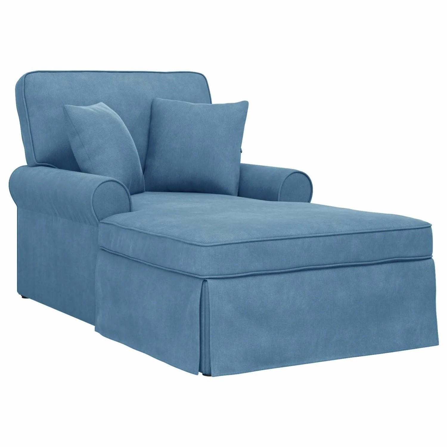vidaXL Chaise Lounge mit Rock mit Kissen 3-Tlg Blau Cordstoff 42022951