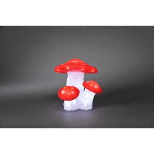 LED-Fliegenpilze, 3er Set, Acryl, kaltweiß leuchtend, für Innen und Außen als Dekoleuchten.