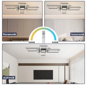 NETTLIFE LED Deckenleuchte aus schwarzem Metall mit rechteckigen Rahmen, zeigt warm-, natur- & kaltweißes Licht, dimmbar.