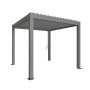 Biohort Pergola in Quarzgrau/Silber-Metallic, eine moderne Terrassenüberdachung für den Garten.