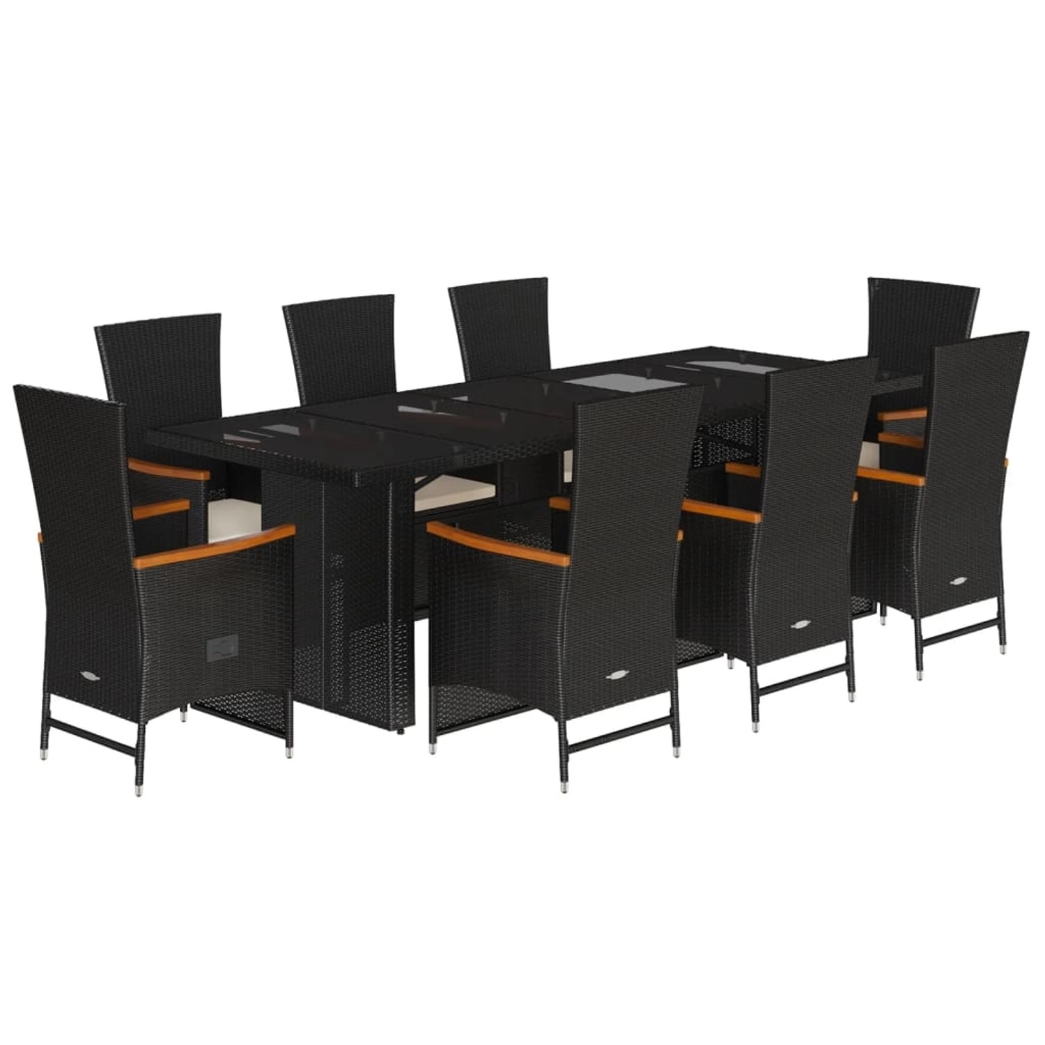 vidaXL 9-Tlg Garten-Essgruppe mit Kissen Schwarz Poly Rattan 3277535 günstig online kaufen