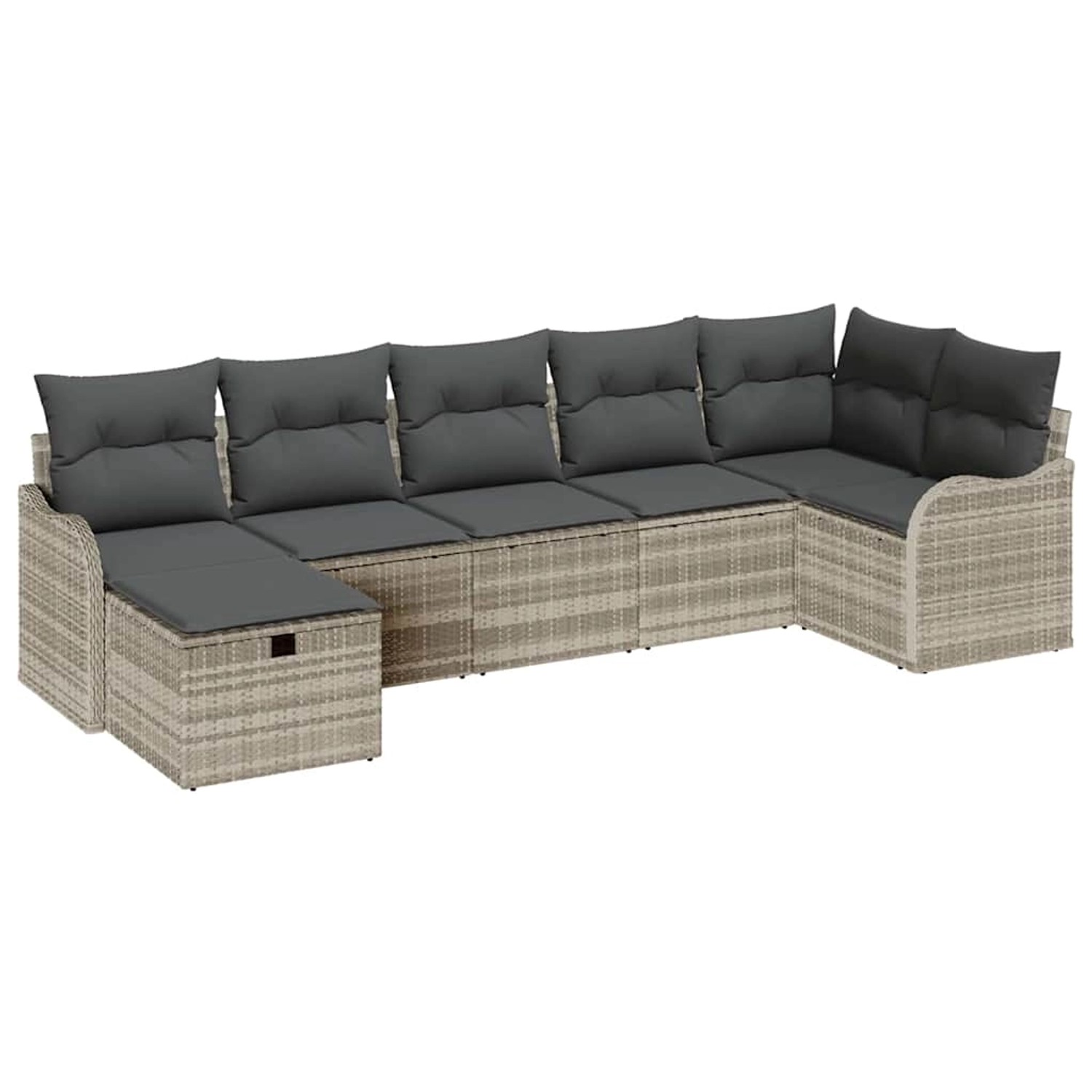 vidaXL Garten-Sofa-Set mit Kissen 7-Tlg Hellgrau Poly Rattan 3360333 günstig online kaufen