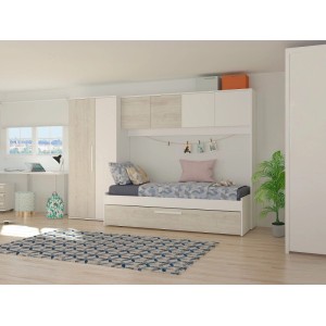 Vente-unique Bettrahmen Lumoka Naturfarben Hell  Weiß 298.4 cm