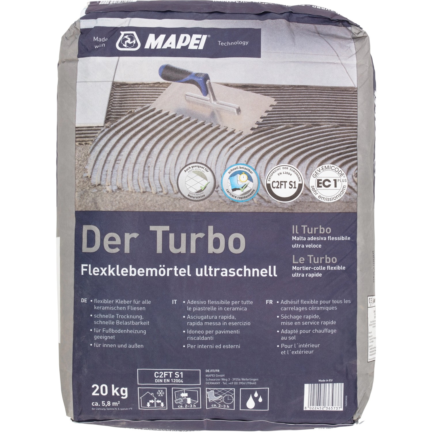 Mapei Turbo Flexmörtel schnell C2FT S1 20 kg