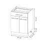 Vicco Schubunterschrank Fame-Line, GrauBeige, 60 cm, mit Schublade und AP Marmor, Küchenschrank.