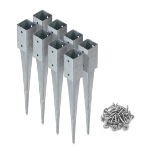 8 HOLLMAX Einschlaghülsen 71mm aus verzinktem Stahl für Vierkantpfosten, inkl. Schrauben.