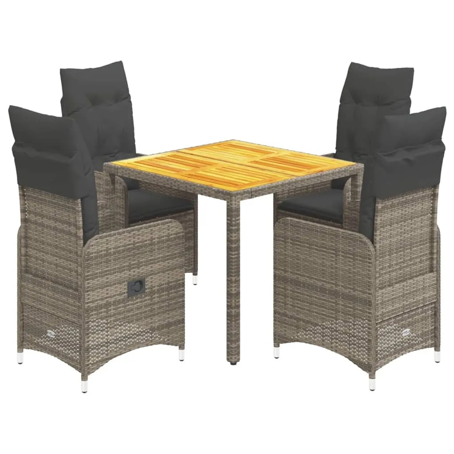 vidaXL 5-tlg Garten-Bistro-Set mit Kissen Grau Poly Rattan Modell 7 günstig online kaufen
