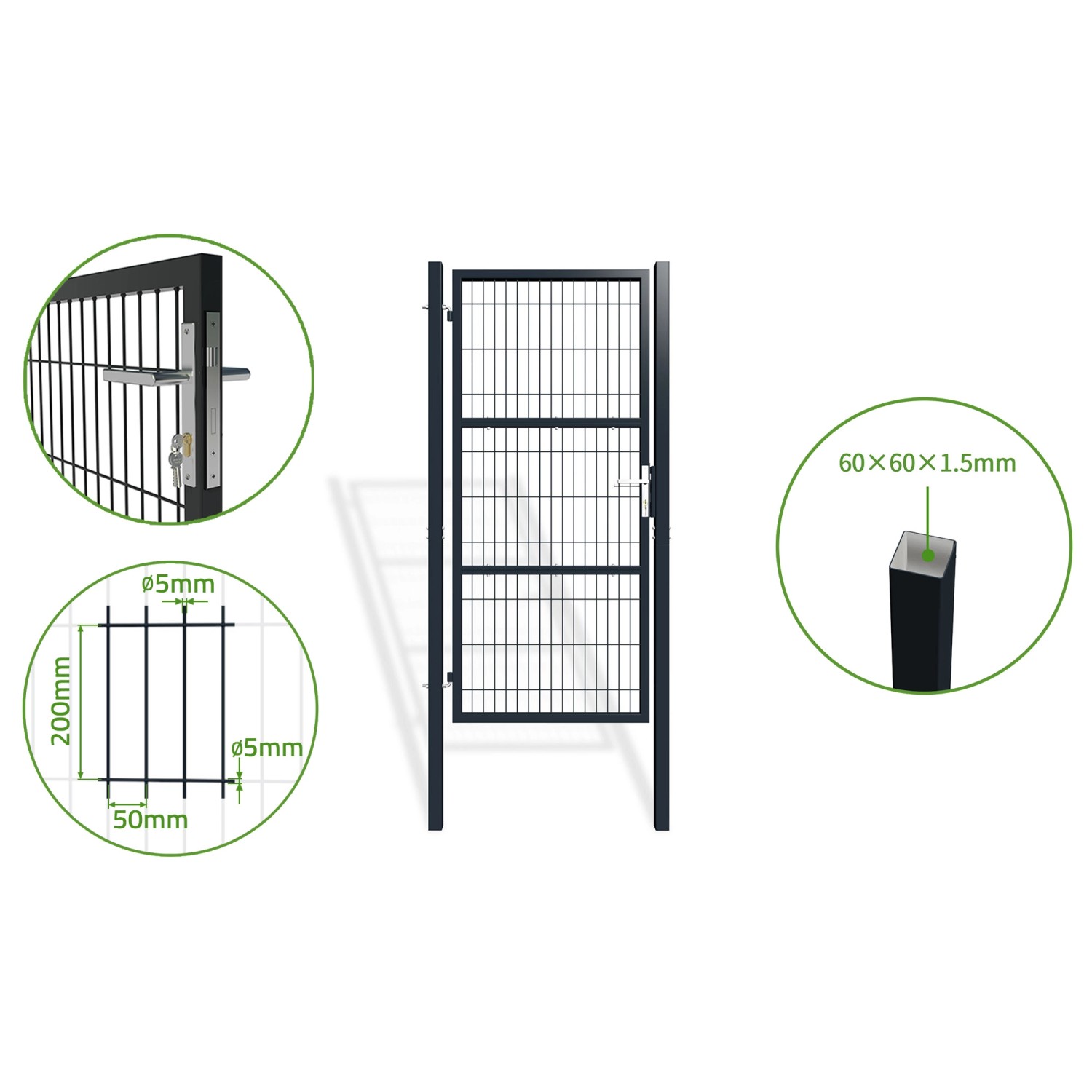 Casanoov Zauntor Metall 1M Razo H 200Cm Grau günstig online kaufen