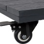 Detailaufnahme Pflanzenroller WPC Anthrazit, geriffelte Oberfläche, Rolle mit Feststellbremse.
