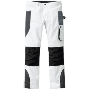 Scheibler Arbeitshose Active Extreme, weiß-anthrazit, mit Kniepolster-Einschub und vielen Taschen.