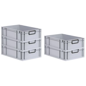 PROREGAL SuperSparSet 5x Eurobox Nextgen Color HxBxT 17x40x60cm 34 Liter Griffe Schwarz Geschlossen Grau Eurobehälter Transportbox Transportbehälter
