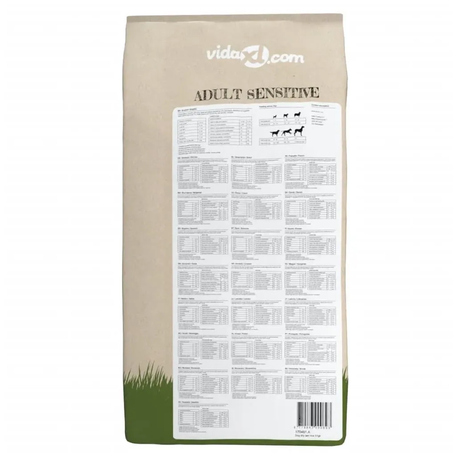 vidaXL Trockenfutter für Hunde Adult Sensitive Lamb & Rice 15 kg 170491_4