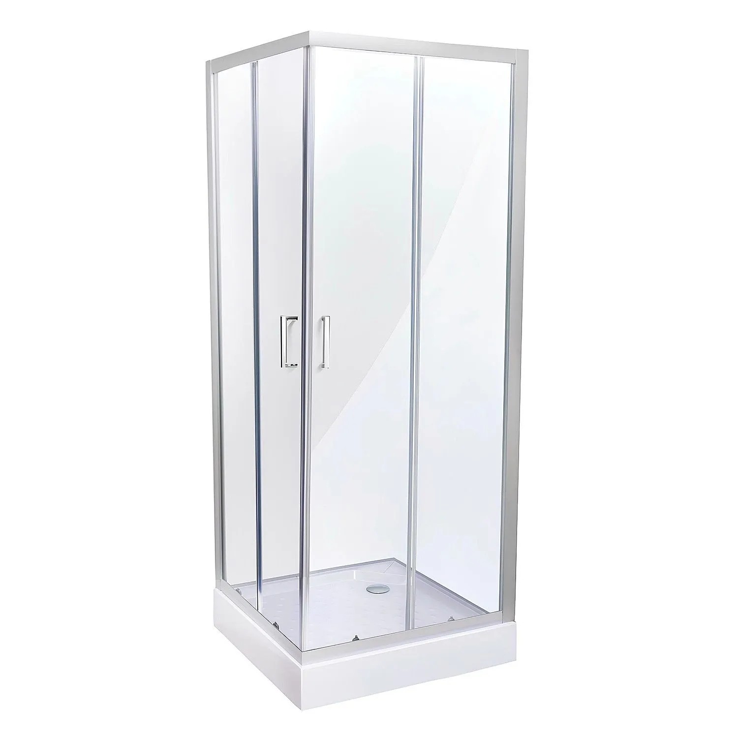 Belvit Duschkabine Eckdusche mit Schiebetüren und Duschwanne 80x80x200cm