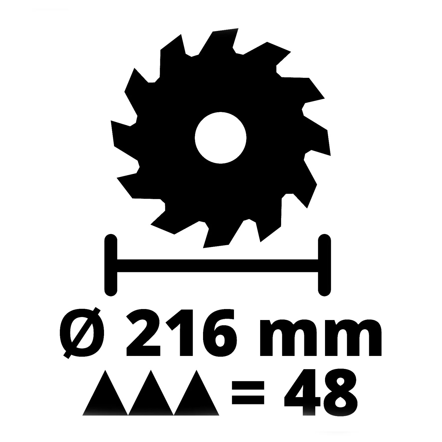 Symbolbild: Sägeblatt für Einhell Zug-Kapp-Gehrungssäge TC-SM 216, Durchmesser 216 mm, 48 Zähne.