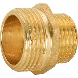 Messing Gewinde-Reduzierstück 21 mm (R 1/2) x 26,4 mm (R 3/4) für Heizung und Trinkwasser.