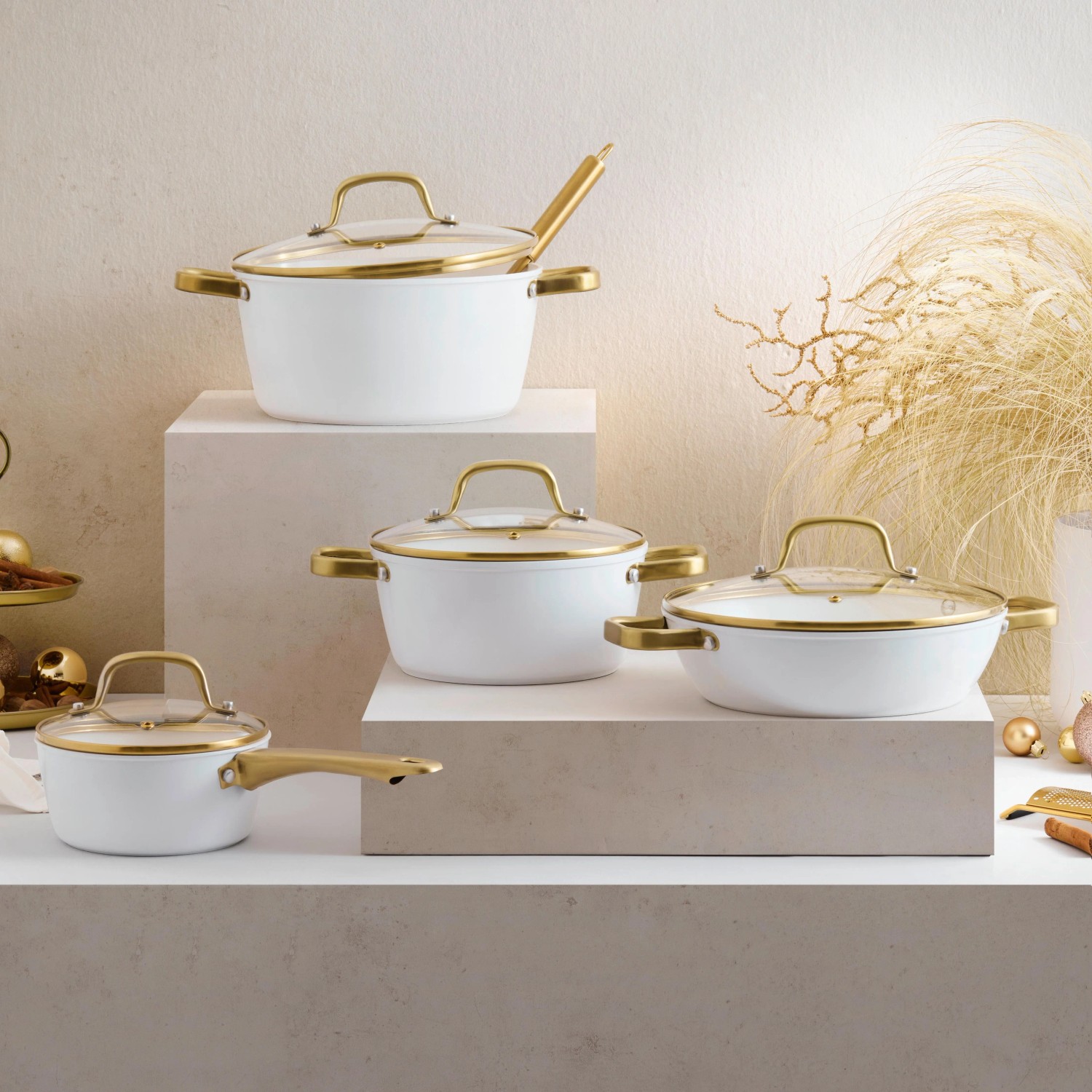 Mömax Kochtopfset Elegance Champagner/Weiß, 8-teilig_6