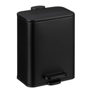 Relaxdays Badmülleimer Eisen Kunststoff Schwarz Softclose 5 l 29 cm x 23 cm x 20 cm 1 kg