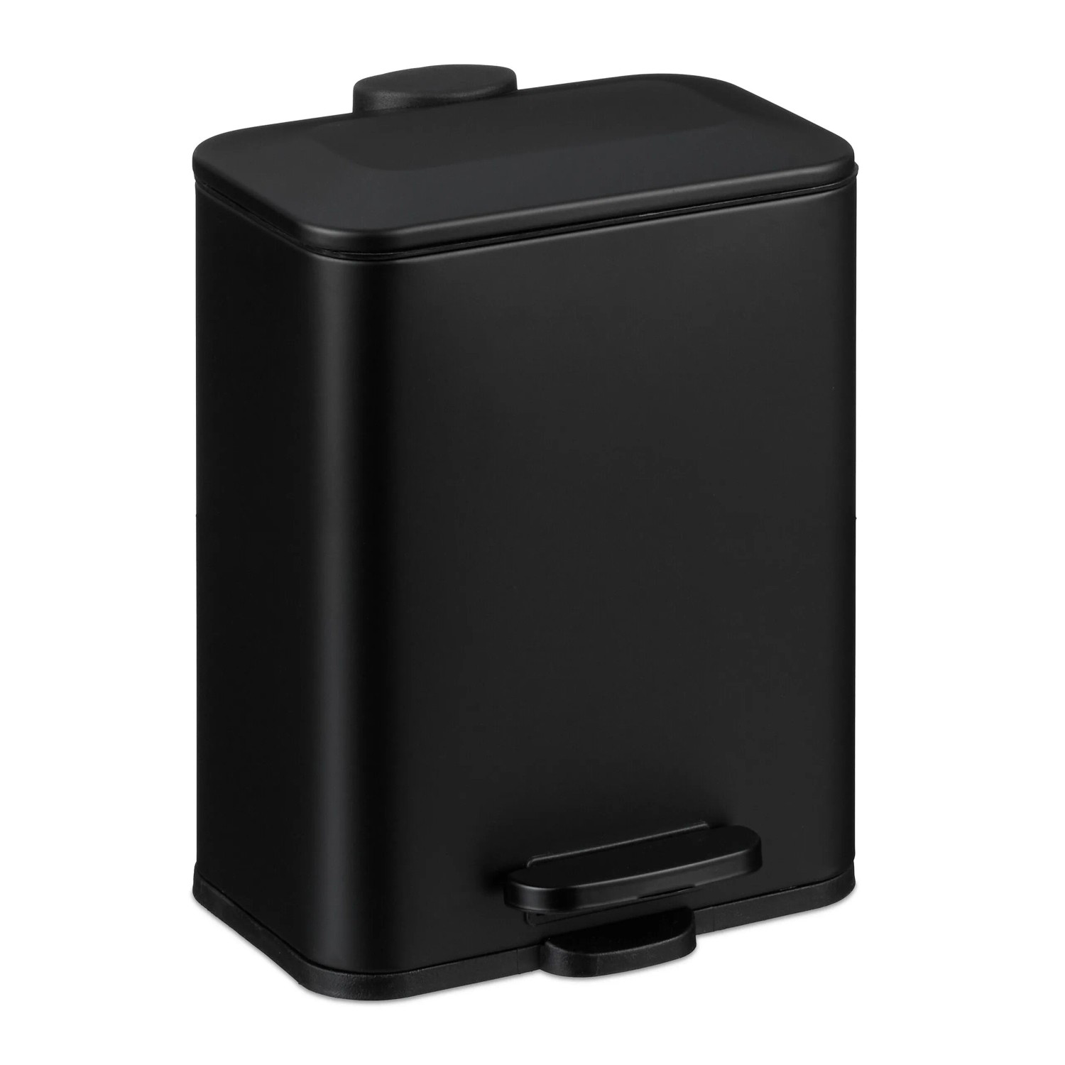 Relaxdays Badmülleimer Eisen Kunststoff Schwarz Softclose 5, 29 cm x 23 cm x 20 cm 1 kg